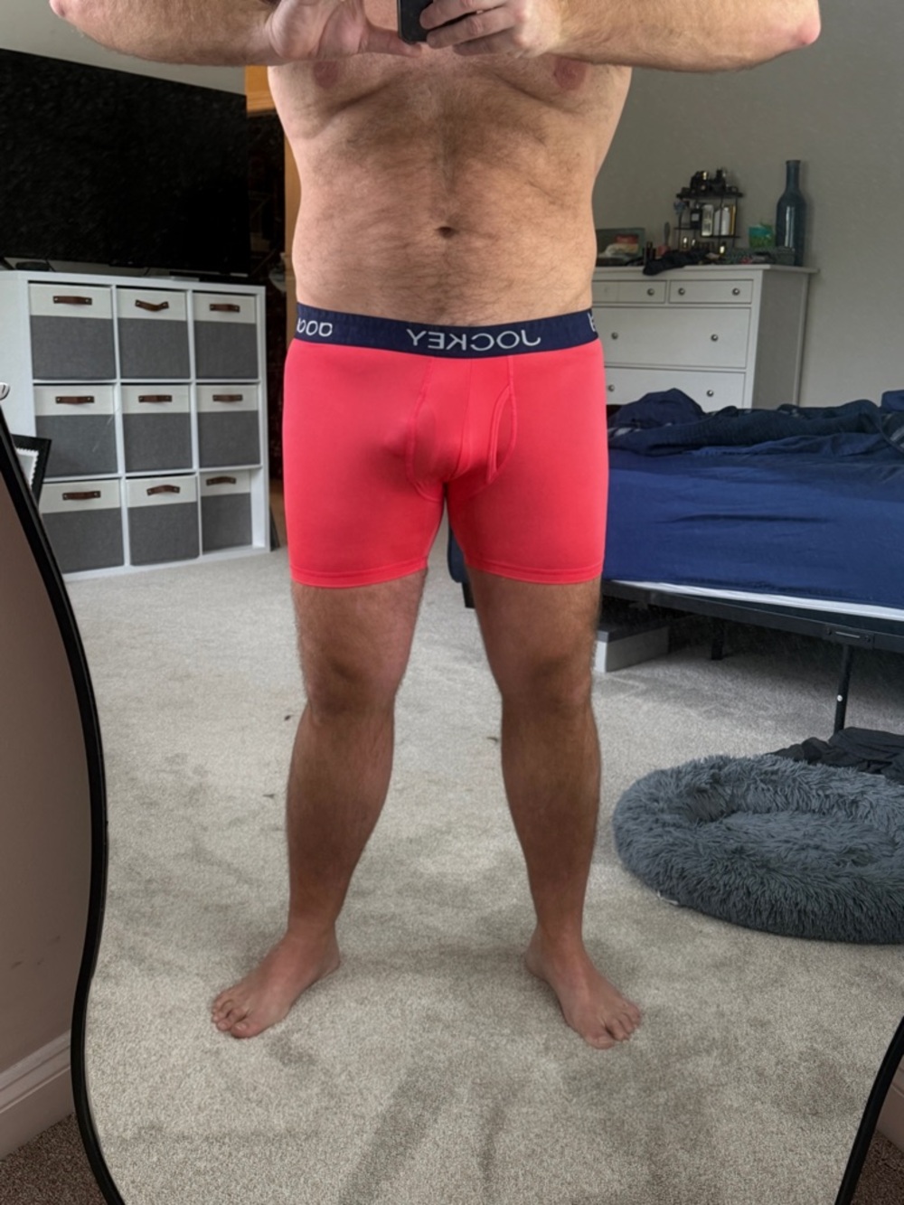 Jockey Men's Red Boxer Briefs with Navy Waistband